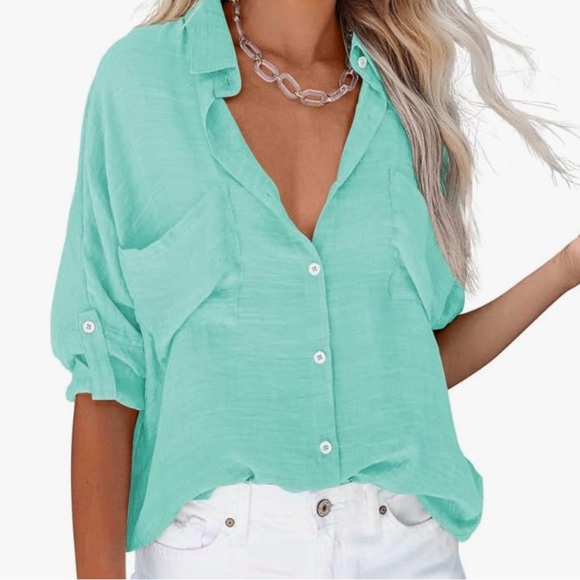 Aqua Women's Button-Down Shirt - Picture 3 of 8